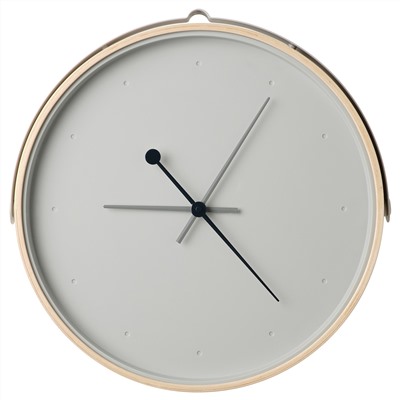 ROTBLÖTA РОТБЛОТА, Настенные часы, ясеневый шпон/светло-серый, 42 см
