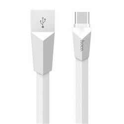 Кабель USB 3.1 Type C(m) - USB 2.0 Am - 1.2 м, плоский, метал. разъемы, белый, Hoco X4