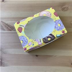 Декоративная упаковка "Пончики" (коробочка с окошком)
