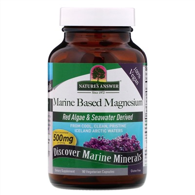 Nature's Answer, Магний из морепродуктов, 500 мг, 90 вегетарианских капсул