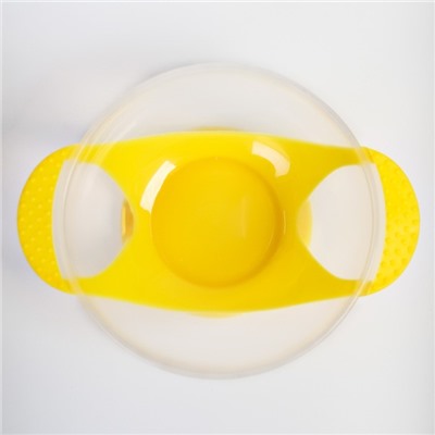 Набор для кормления «За маму и папу», 3 предмета: миска 350 мл на присоске, крышка, ложка, цвет жёлтый