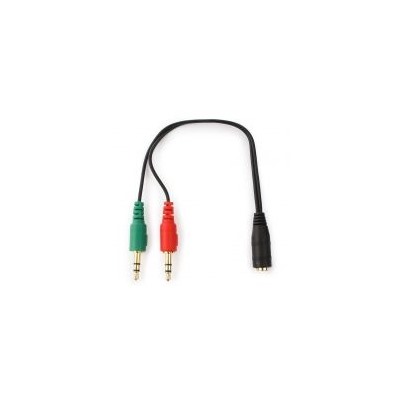 Адаптер аудио для гарнитуры 3.5 4-pin jack -> 2 x 3.5 plug, 0.2 м, черный Cablexpert (CCA-418)