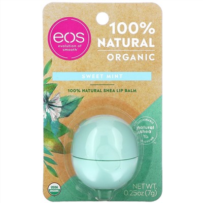 EOS, на 100% органический натуральный бальзам для губ с маслом ши, сладкая мята, 7 г (0,25 унции)