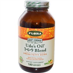 Flora, Udo's Choice, Udo's Oil 3-6-9 Blend, 180 Vegetarian Softgels