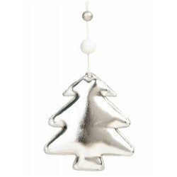 Новогоднее подвесное украшение "Блестящая серебристая елка" из полиуретана 8х1,5х9 см 81431 Феникс-Презент