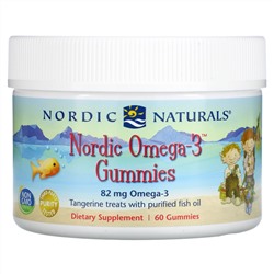 Nordic Naturals, Жевательные конфеты Nordic Omega-3 со вкусом мандарина, 82 мг, 60 жевательных конфет