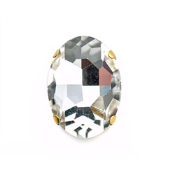 Кристалл в Оправе, 18×13 мм, Овальный, Серебристый
