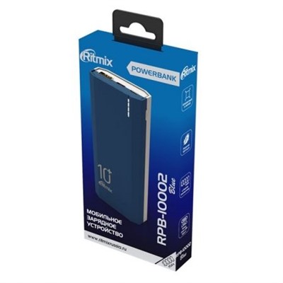 Зарядное устройство RITMIX RPB-10002 Blue, 10000 мА/ч Li-pol, 2.1A USB