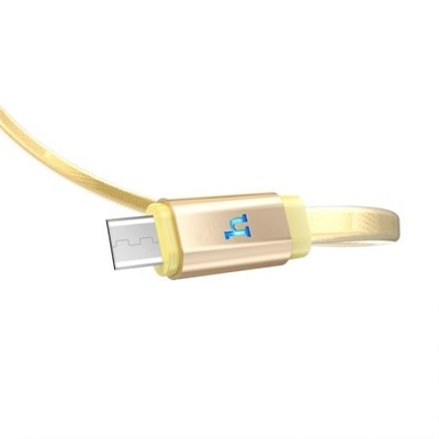 Кабель USB 2.0 Am=>micro B - 1.2 м, плоский, метал. разъемы, золотистый, Hoco UPL12 Plus