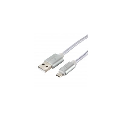 Кабель USB 2.0 Am=>micro B - 1.0 м, серебр., до 5А, Cablexpert Ultra (CC-U-mUSB02S-1M)