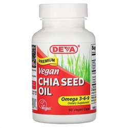 Deva, Premium Vegan Chia Seed Oil, 90 Vegan Caps