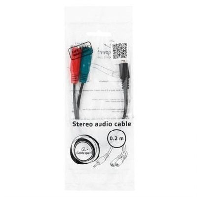 Адаптер аудио для гарнитуры 3.5 4pin plug -> 2x3.5 jack, 0.2 м, черный, Cablexpert (CCA-417)