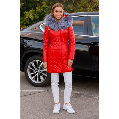 Женская зимняя куртка из эко-кожи 8178 красная
