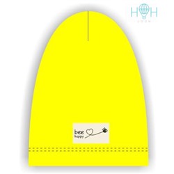 ШЛ21-08050408 Однослойная шапка с нашивкой "Bee happy", желтый