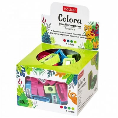 Точилка пластиковая "COLORA" (079570) 4 цвета Хатбер