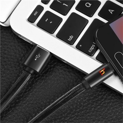 Кабель USB 2.0 Am=>micro B - 1.2 м, плоский, метал. разъемы, чёрный, Hoco UPL12 Plus