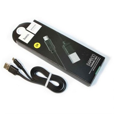 Кабель USB 3.1 Type C(m) - USB 2.0 Am - 1.0 м, 2.4А, плоский, черный, Hoco X5 Bamboo