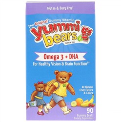 Hero Nutritional Products, Yummi Bears, омега-3 и ДГК, натуральные фруктовые вкусы, 90 жевательных мишек