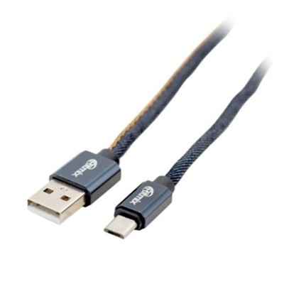 Кабель USB 2.0 Am=>micro B - 1.0 м, джинс. оплетка, метал. разъемы, Ritmix RCC-417