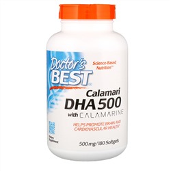 Doctor's Best, ДГК 500 из кальмаров с каламарином, 500 мг, 180 мягких капсул