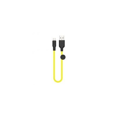 Кабель USB 2.0 Am=>micro B - 0.25 м, силикон, жёлтый, Hoco X21 Plus