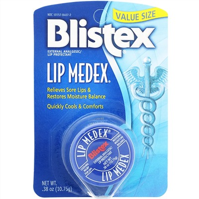 Blistex, Lip Medex, наружное обезболивающее средство для защиты губ, 10,75 г (0,38 унции)