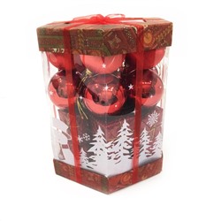 Подарочный набор красных ёлочных украшений Шары и подарки 6 см, 28 шт, Акция!