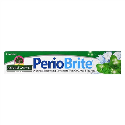 Nature's Answer, PerioBrite, натуральная осветляющая зубная паста с коэнзимом Q10 и фолиевой кислотой, холодящая мята, 113,4 г (4 унции)