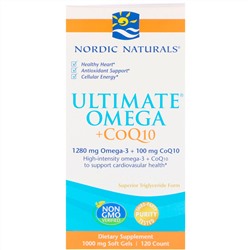 Nordic Naturals, Ultimate Omega + CoQ10, 1000 мг, 120 мягких желатиновых капсул