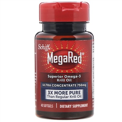Schiff, MegaRed, превосходное масло криля с омега-3, 750 мг, 40 мягких таблеток
