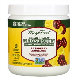 MegaFood, Relax + Calm Magnesium, Raspberry Lemonade, 7.05 oz (200 g)