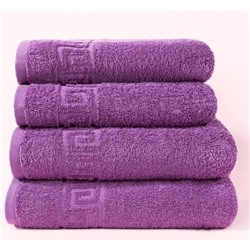 Махровое полотенце "Греческий бордюр"-фиолетовый 50*90 см. хлопок 100%