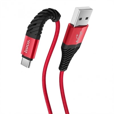 Кабель USB 3.1 Type C(m) - USB 2.0 Am - 1.0 м, красный, тканевая оплетка, Hoco X38 Cool