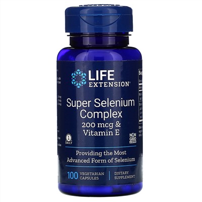 Life Extension, Суперкомплекс селена с витамином E, 200 мкг, 100 вегетарианских капсул