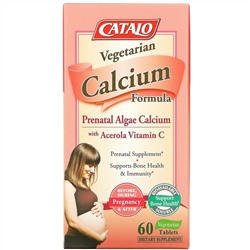 Catalo Naturals, вегетарианская формула с кальцием, кальций из пренатальных водорослей, 60 вегетарианских таблеток