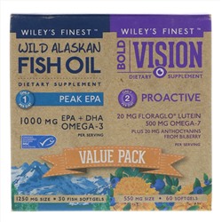 Wiley's Finest, Bold Vision, профилактическое с рыбьим жиром из промысловой рыбы Аляски, экономичная упаковка, 1550 и 250 мг, 60 и 30 мягких таблеток