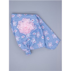 Косынка для девочки на резинке, джинс, розовые цветы, розовый бант из фатина с кружевом, голубой