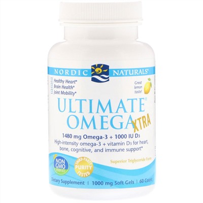 Nordic Naturals, Ultimate Omega Xtra, лимон, 1000 мг, 60 мягких таблеток