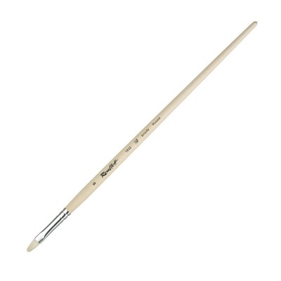 Кисть Щетина овальная, Roubloff серия 1632 № 8, ручка длинная пропитана лаком, белая обойма
