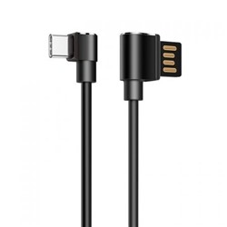 Кабель USB 3.1 Type C(m) - USB 2.0 Am - 1.2 м, 2 угловых метал. разъема, черный, Hoco U37 Long roam