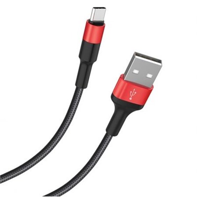 Кабель USB 3.1 Type C(m) - USB 2.0 Am - 1.0 м, тканевая оплетка, черно-красный, Hoco X26 Xpress