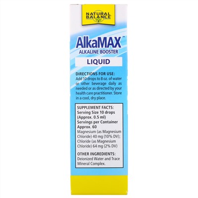 Natural Balance, AlkaMax, жидкий алкалиновый бустер, без запаха, 1 ж. унц. (30 мл)