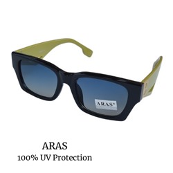 Очки солнцезащитные женские ARAS, черные с зелеными дужками, 8816 С4, арт. 129.042