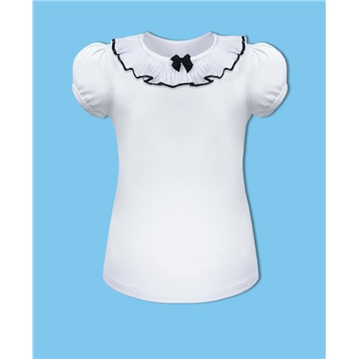Белая школьная футболка(блузка) для девочки 78731-ДШ21