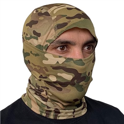 Армейская маска балаклава камуфляж Мультикам - эластичная передняя часть позволяет быстро открыть/закрыть лицо №31