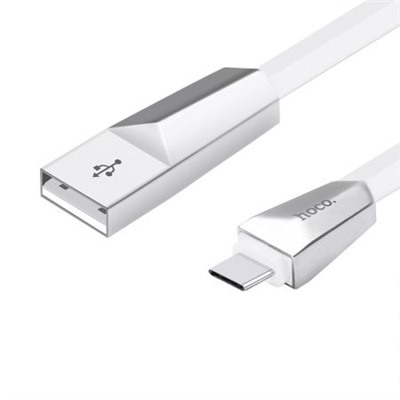 Кабель USB 3.1 Type C(m) - USB 2.0 Am - 1.2 м, плоский, метал. разъемы, белый, Hoco X4