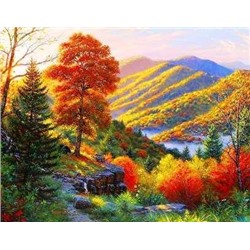 Набор Мозаика Алмазная Вышивка, Осенний пейзаж, рисунок с клеевой основой, 25×20см