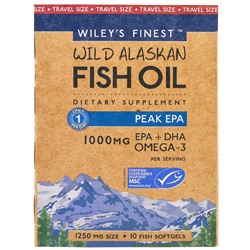 Wiley's Finest, Wiley's Finest, Wild Alaskan Fish Oil, Peak EPA, 1,250 mg, 10 Fish Softgels