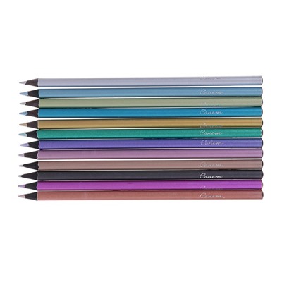 Карандаши художественные цветные, ЗХК "Сонет", Metallic, 12 цветов, металлик, для темной бумаги