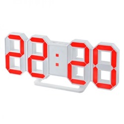 Часы будильник Perfeo LUMINOUS", белый корпус/красная LED подсветка (PF_5201)"